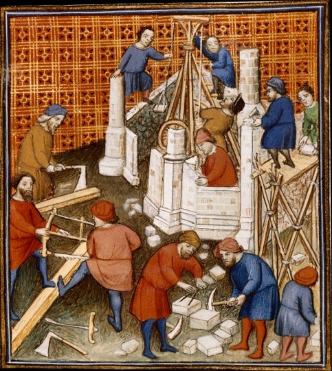 : La construction au Moyen Age (église et château) : les différents corps de métiers